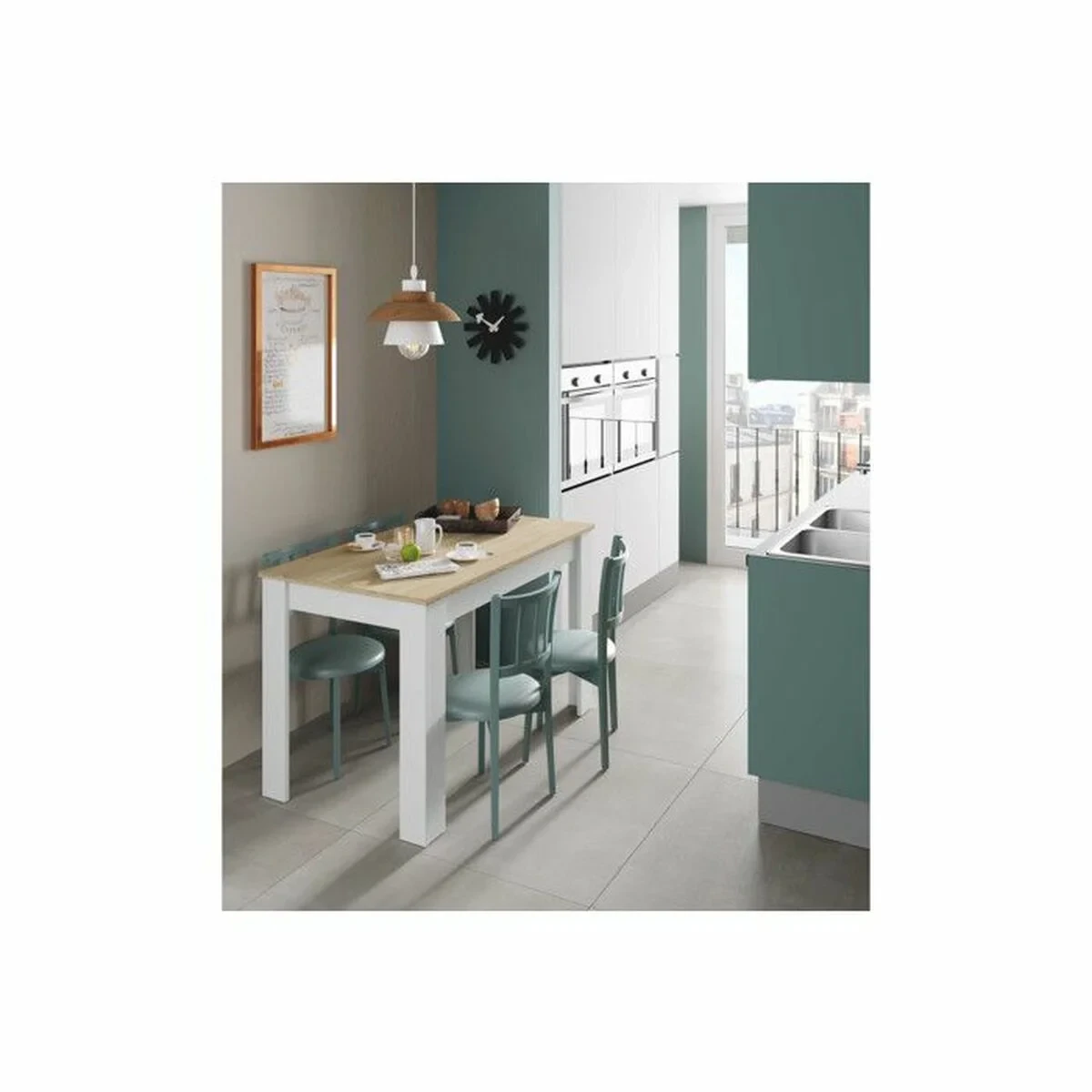 Mesa de Comedor LILIAN Blanco Marrón Madera 109 x 67 x 78 cm