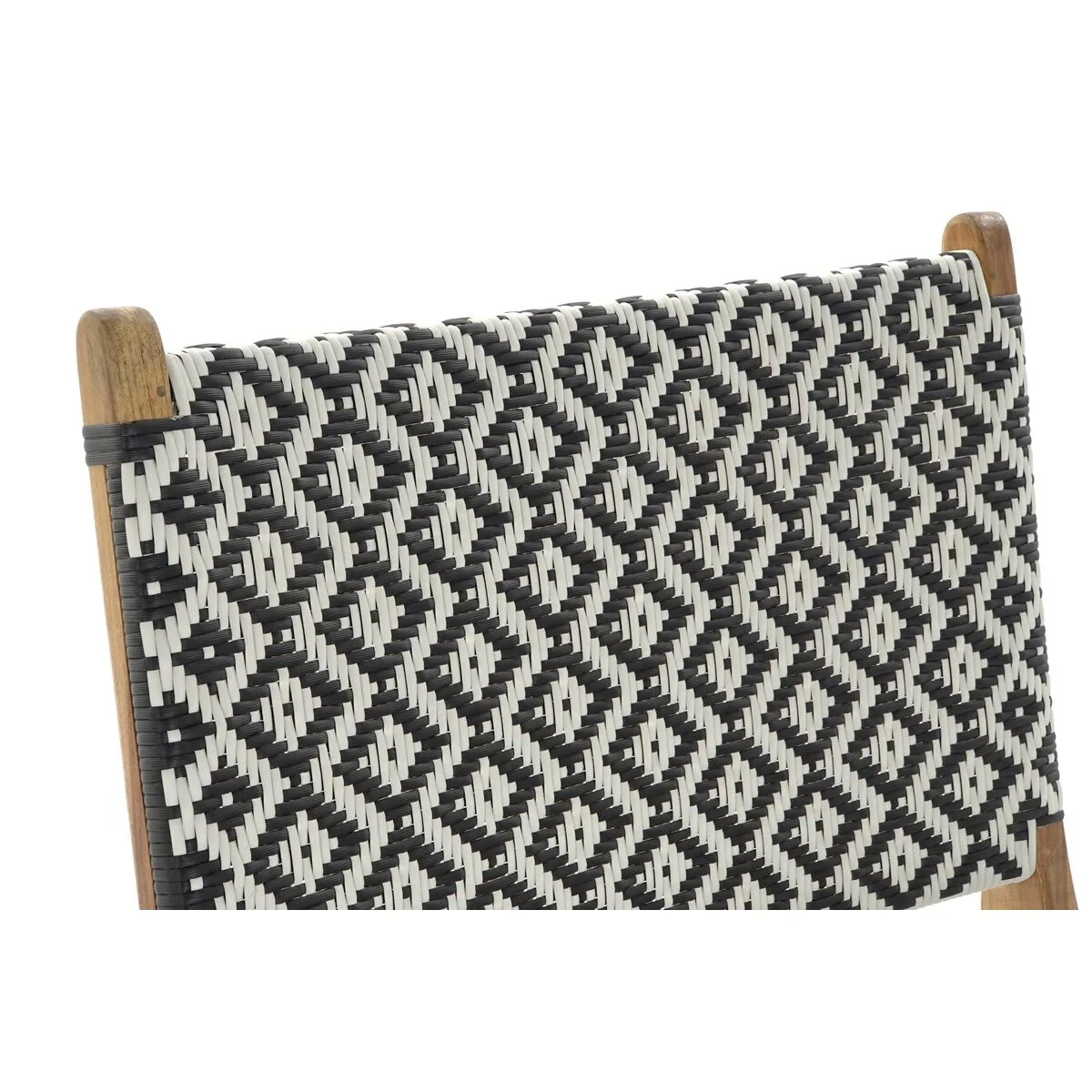 Silla de Jardín DKD Home Decor Blanco Negro Natural PVC Teca 65 x 80 x 68 cm