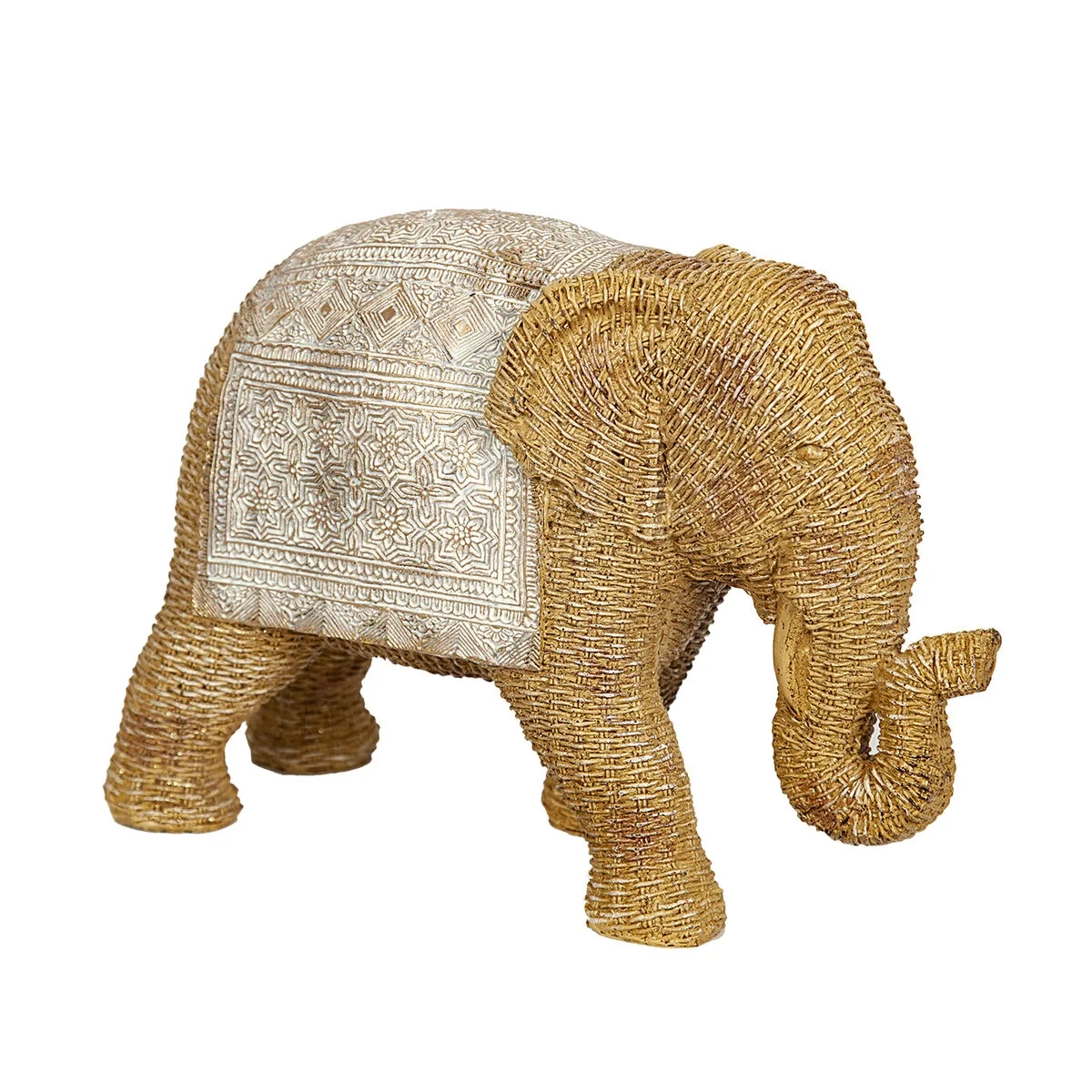Figura Decorativa Romimex Beige Natural Elefante Ratán