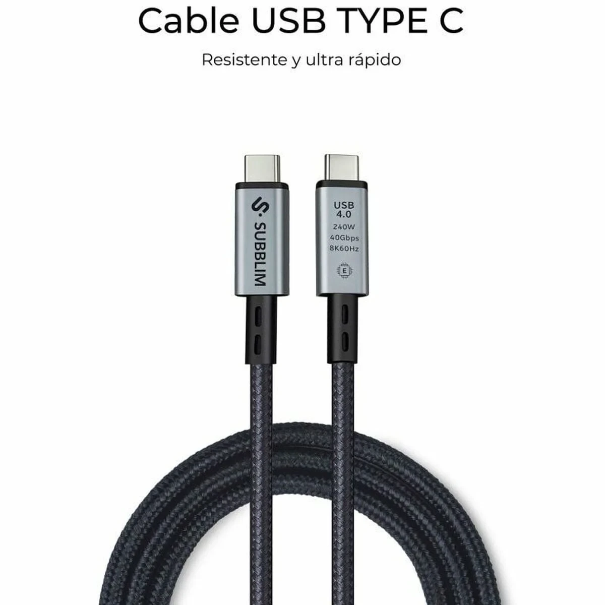 Cable USB-C a USB-C Subblim SUBCAB-C24010 1,5 m Negro