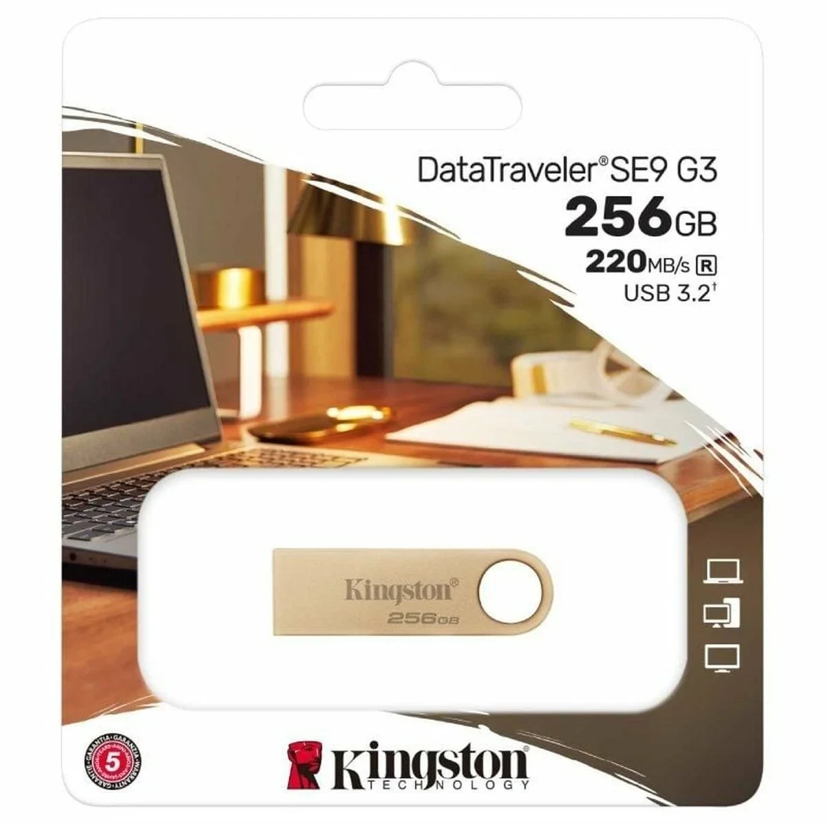 Memoria USB Kingston DataTraveler SE9 G3 256 GB Dorado