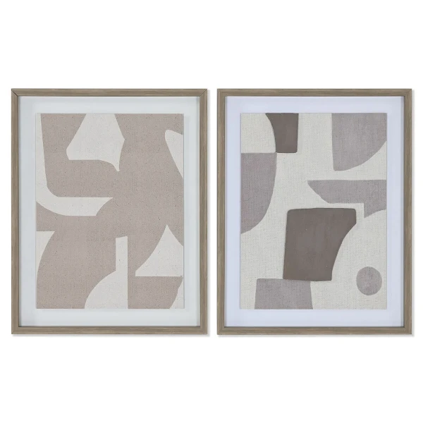 Lienzo Home ESPRIT Beige Gris Abstracto Moderno 40 x 3 x 50 cm (2 Unidades)