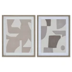 Lienzo Home ESPRIT Beige Gris Abstracto Moderno 40 x 3 x 50 cm (2 Unidades)