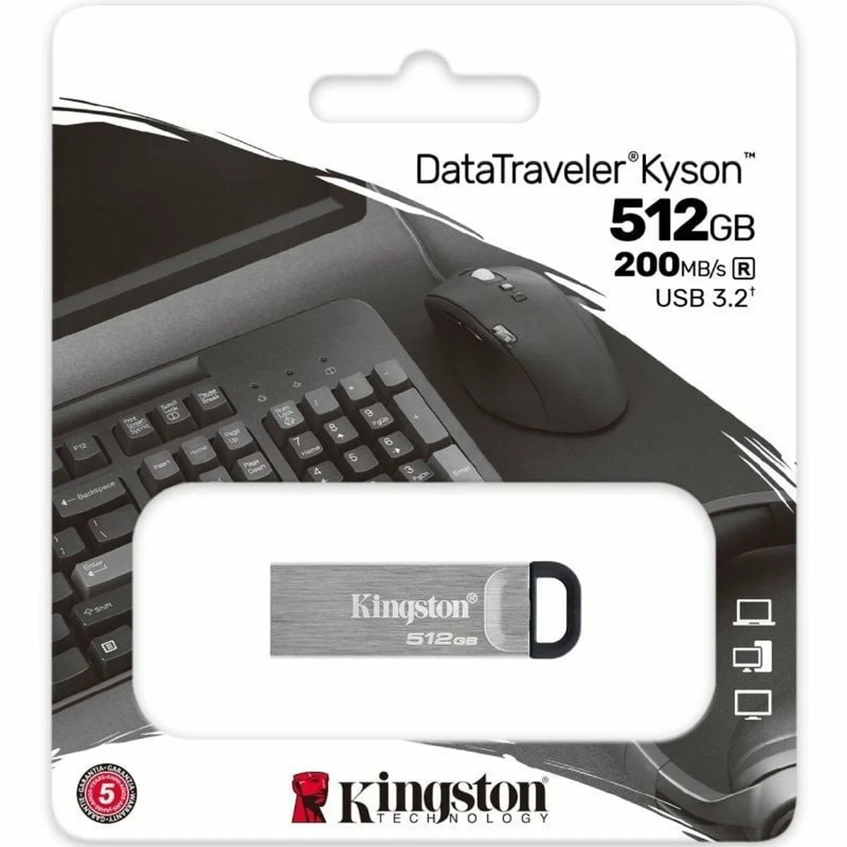 Memoria USB Kingston DataTraveler Kyson 512 GB Plateado