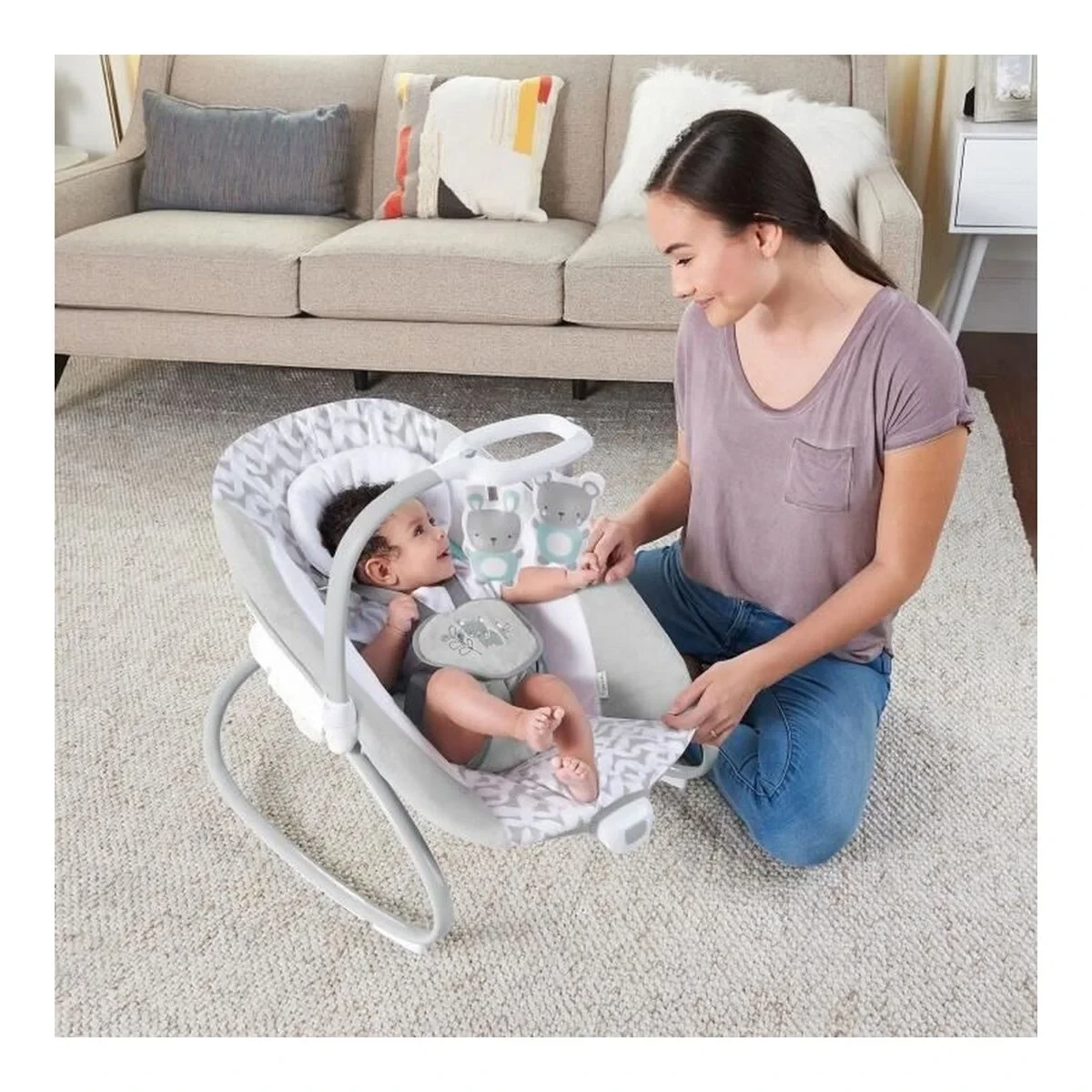 Mecedora Ingenuity 2-in-1 Swing Lounger - Raylan Gris Blanco