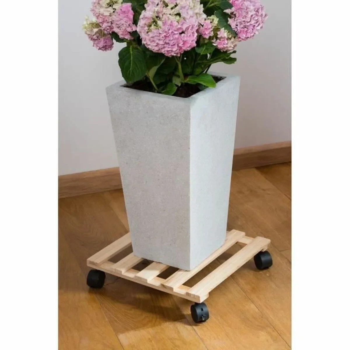 Soporte con Ruedas para Macetas Nature Natural Madera de abeto (35 x 35 x 7,4 cm)
