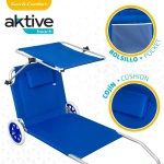 Silla Tumbona Plegable de Camping Aktive Azul 62 x 62 x 117 cm Carro plegable Toldo (2 Unidades)