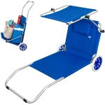 Silla Tumbona Plegable de Camping Aktive Azul 62 x 62 x 117 cm Carro plegable Toldo (2 Unidades)