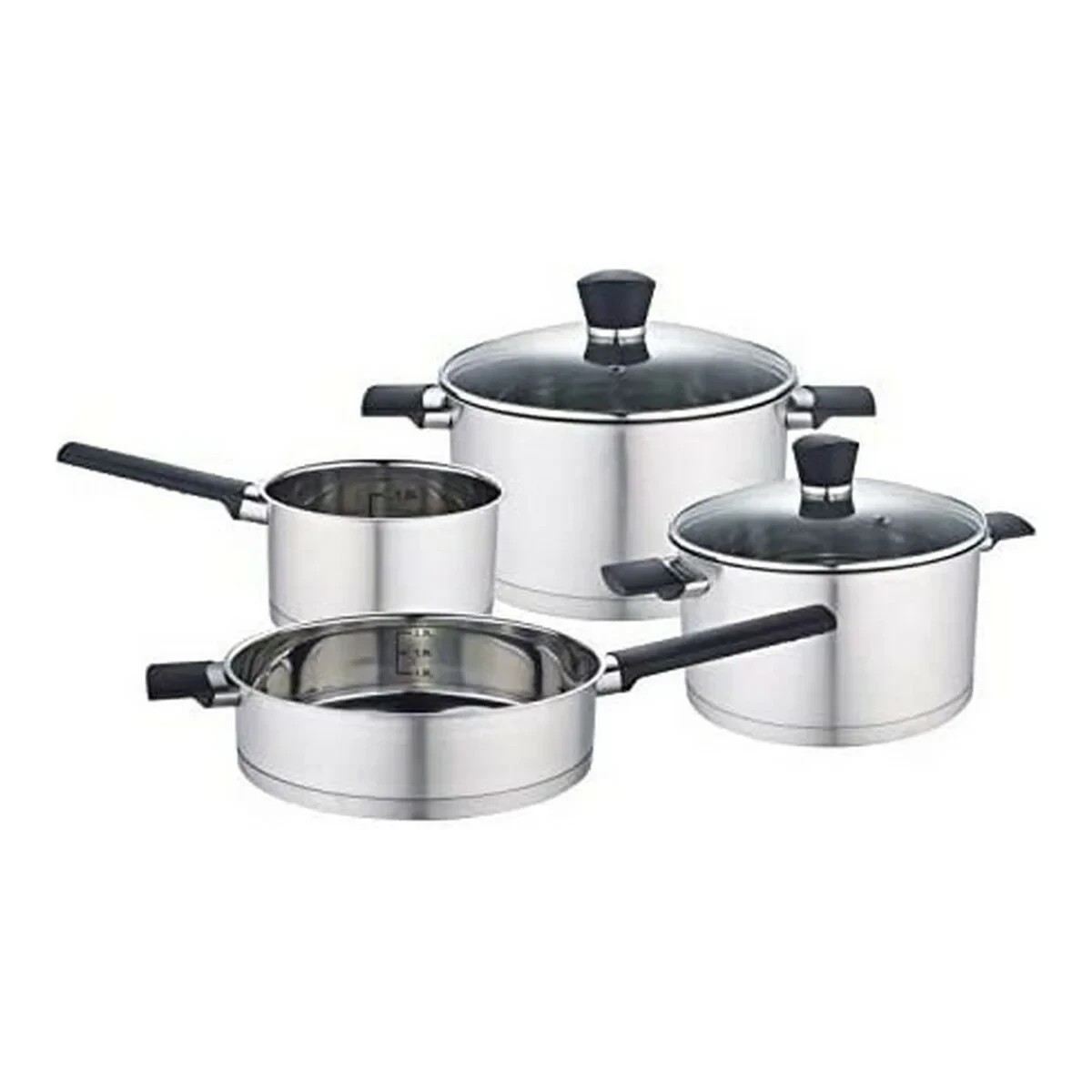 Batería de Cocina Baumalu Onyx Cristal Acero Inoxidable 6 Piezas