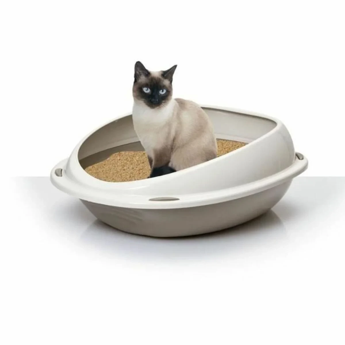 Arenero para Gatos Aimé 45 x 36 x 15,5 cm Beige Taupé Plástico