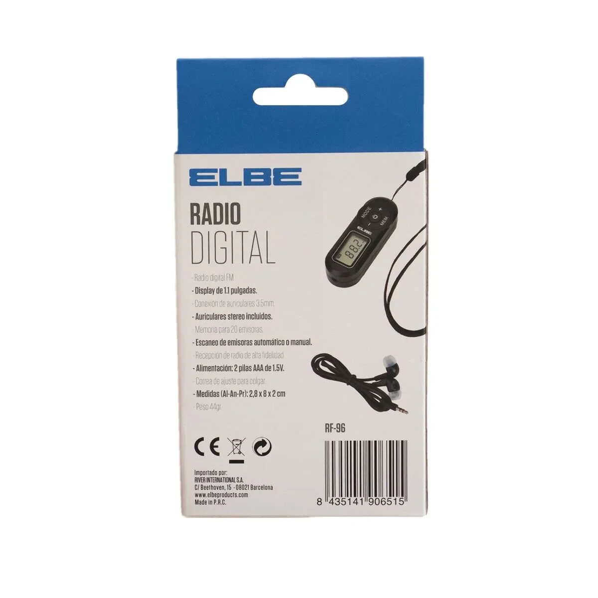 Radio Portátil Digital ELBE RF96 Negro FM Mini