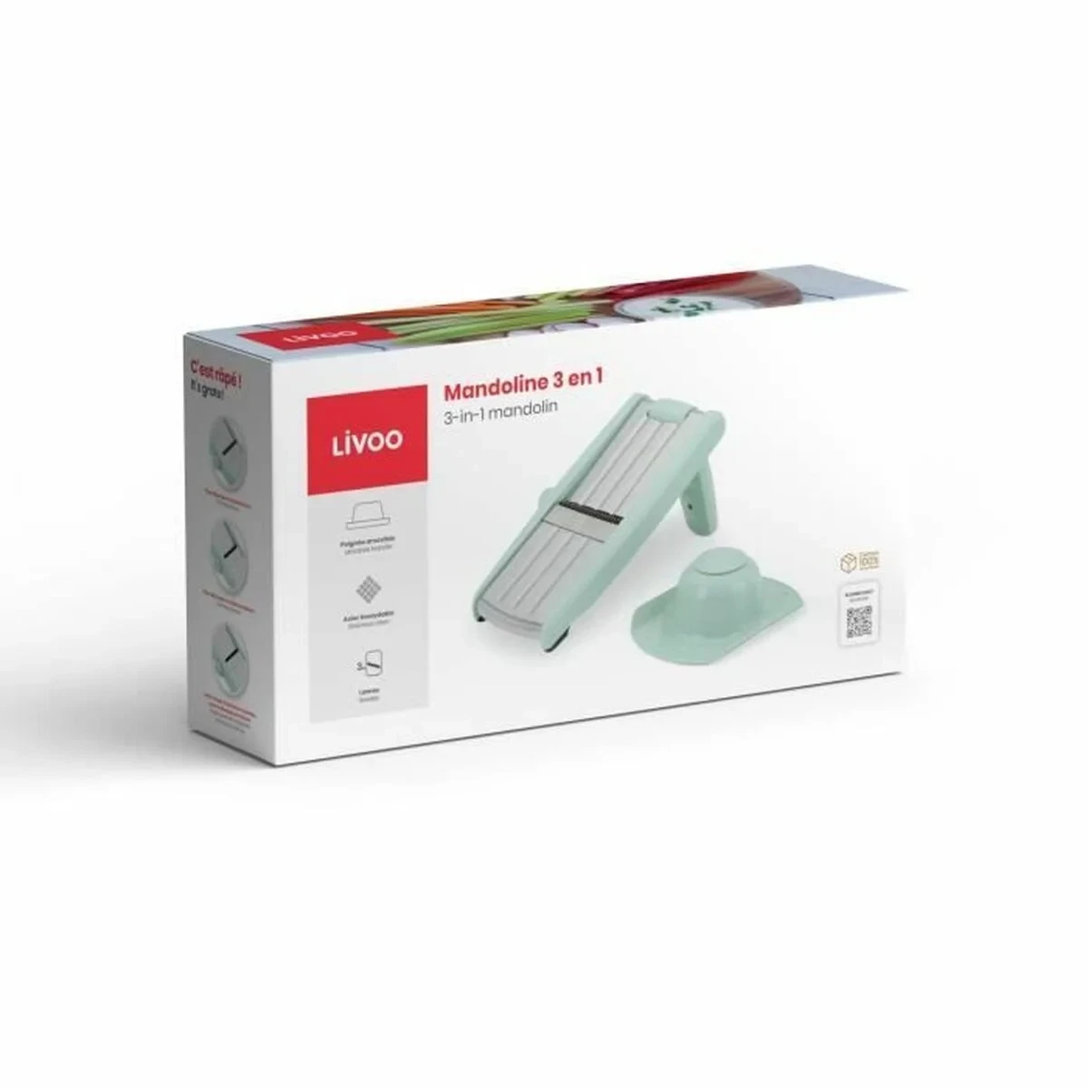 Mandolina-Rallador 3 en 1 Livoo Verde Plateado