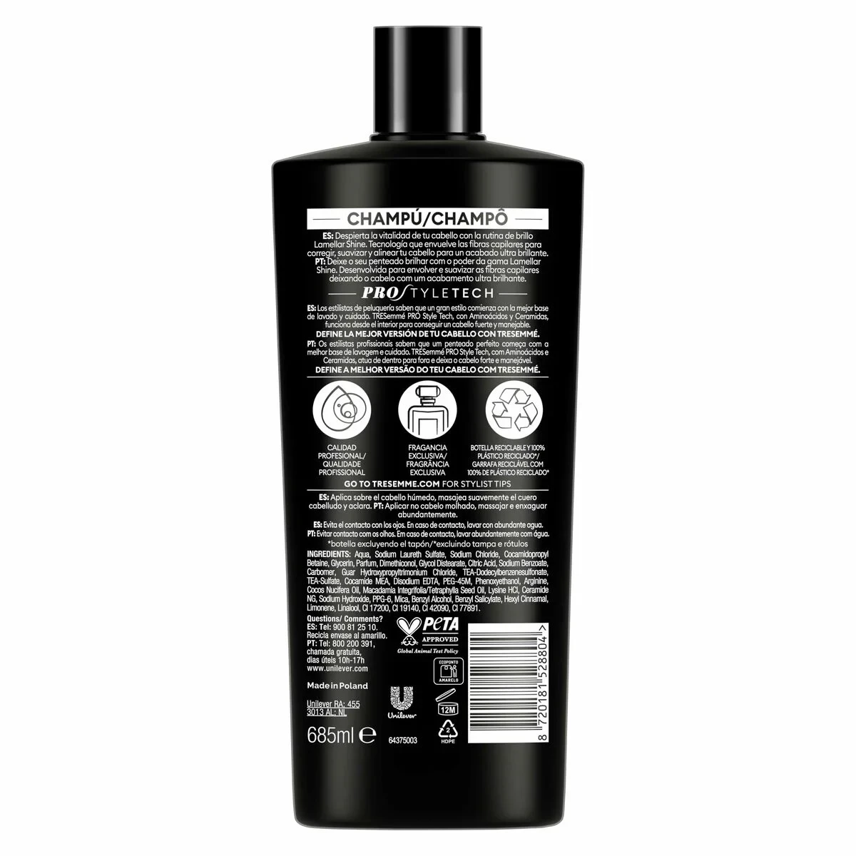 Champú Tresemme LAMELLAR SHINE 685 ml