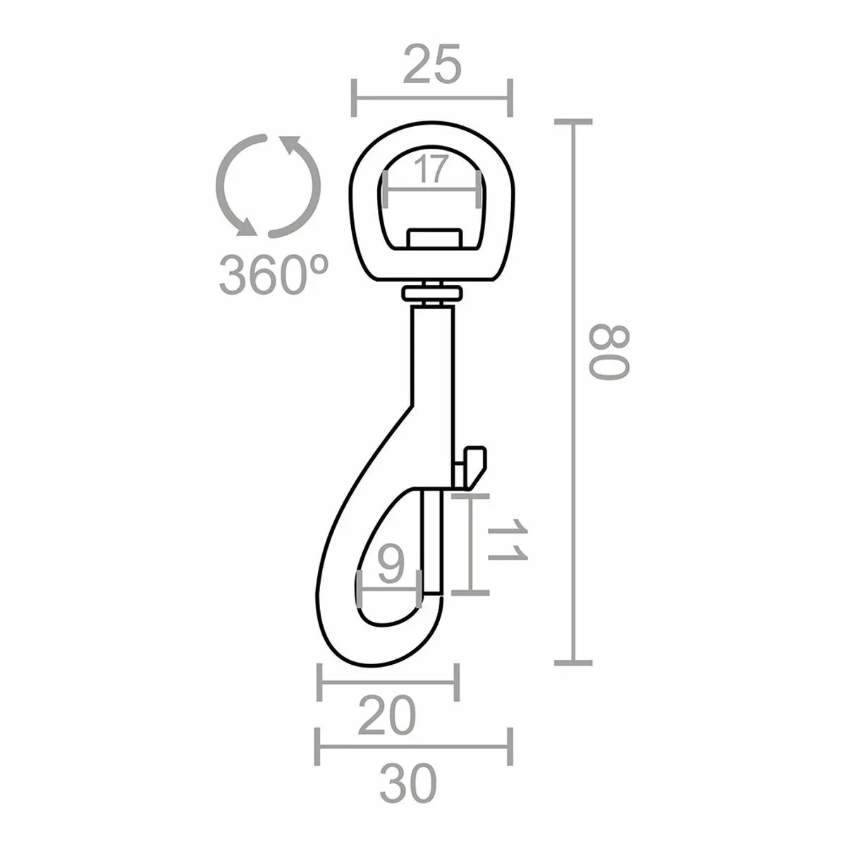 Mosquetón EDM 86056 Acero 80 mm Plateado