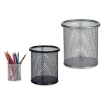 Portalápices Pincello Negro Plata Metal 9 x 9,7 x 9 cm (12 Unidades)