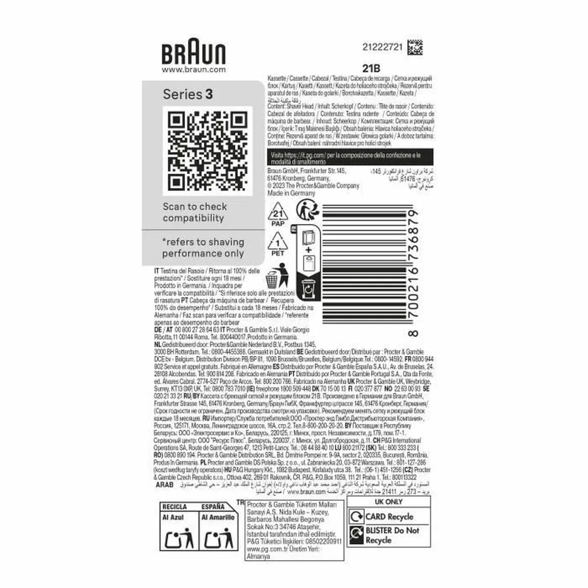 Cabezal de Recambio Braun Series 3