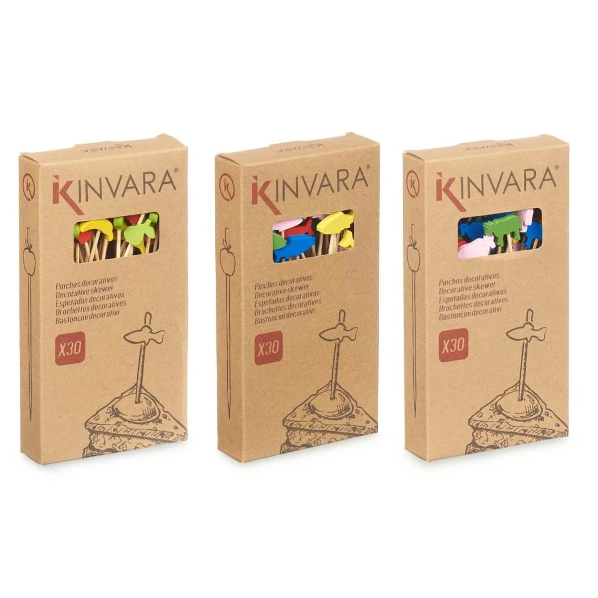 Set de Pinchos para Barbacoa Kinvara Bambú Pincho Decorado (24 Unidades)