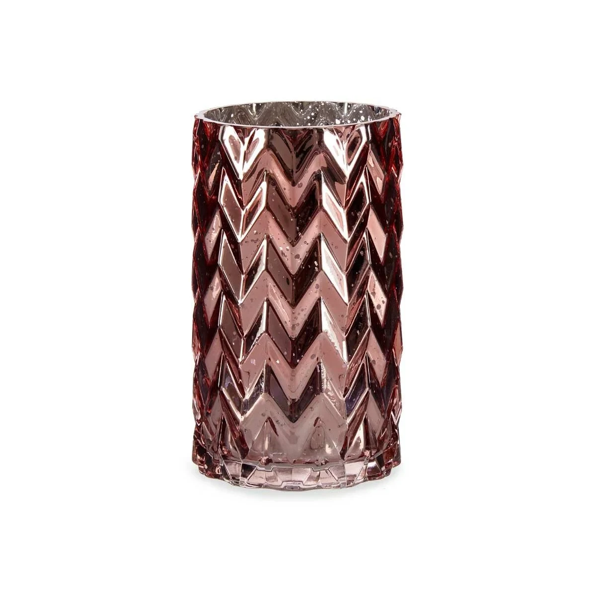 Jarrón Gift Decor Rosa Cristal Espiga Tallado 11,3 x 19,5 x 11,3 cm (6 Unidades)