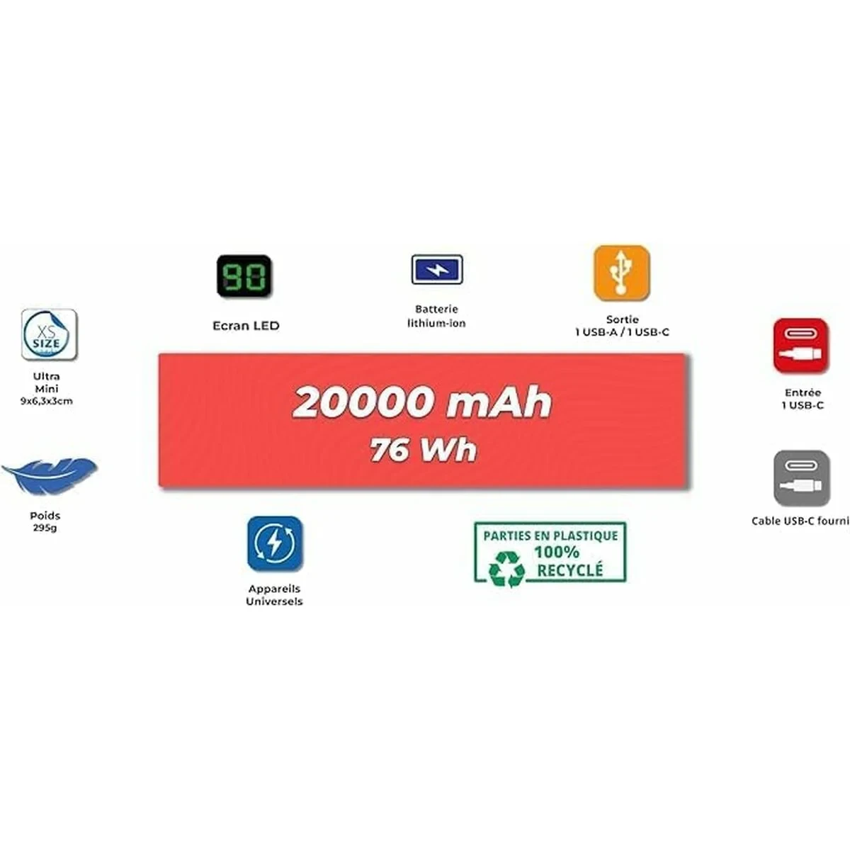 Powerbank Wonder Wonder WX20 Plateado 20000 mAh