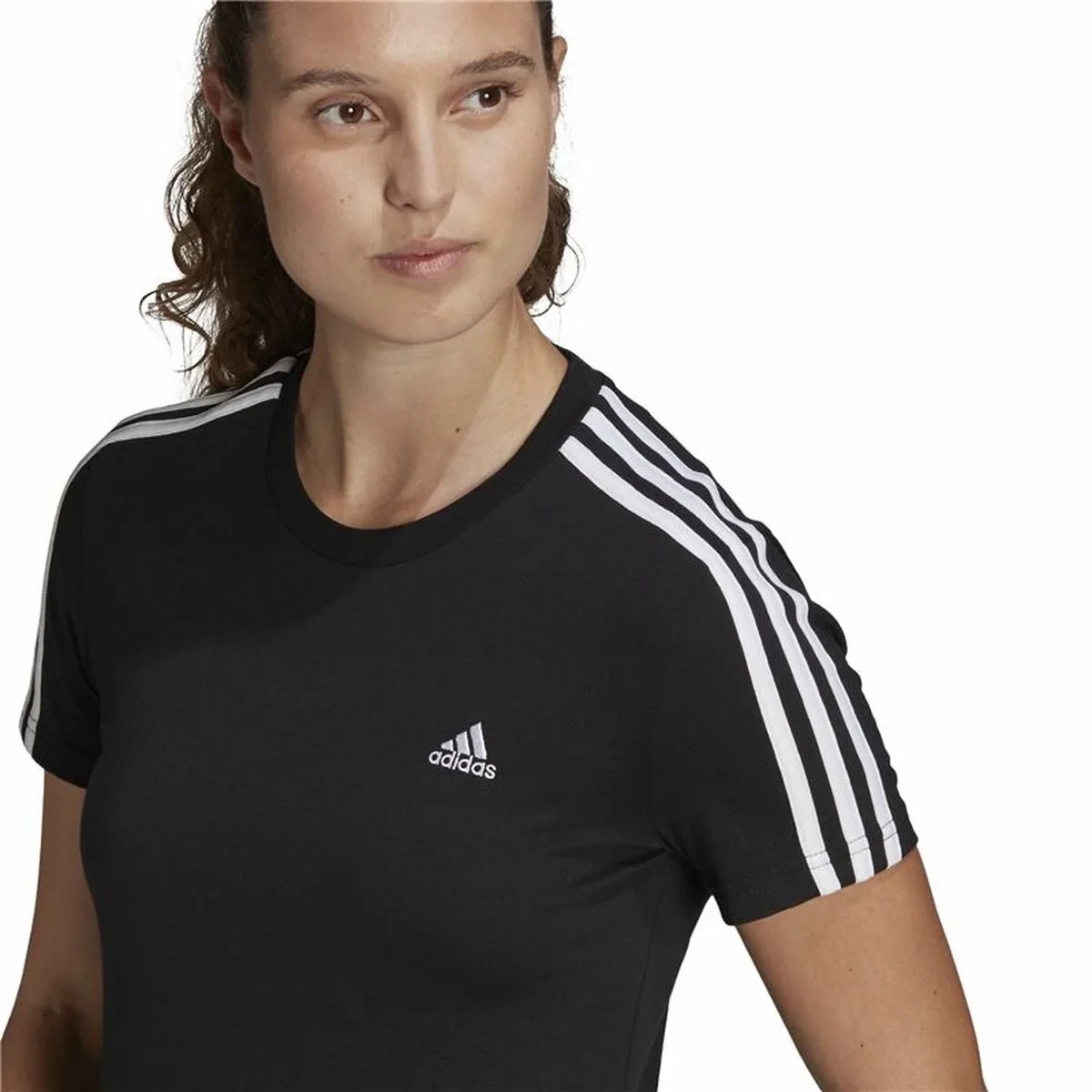 Camiseta de Manga Corta Mujer Adidas 3S T Negro