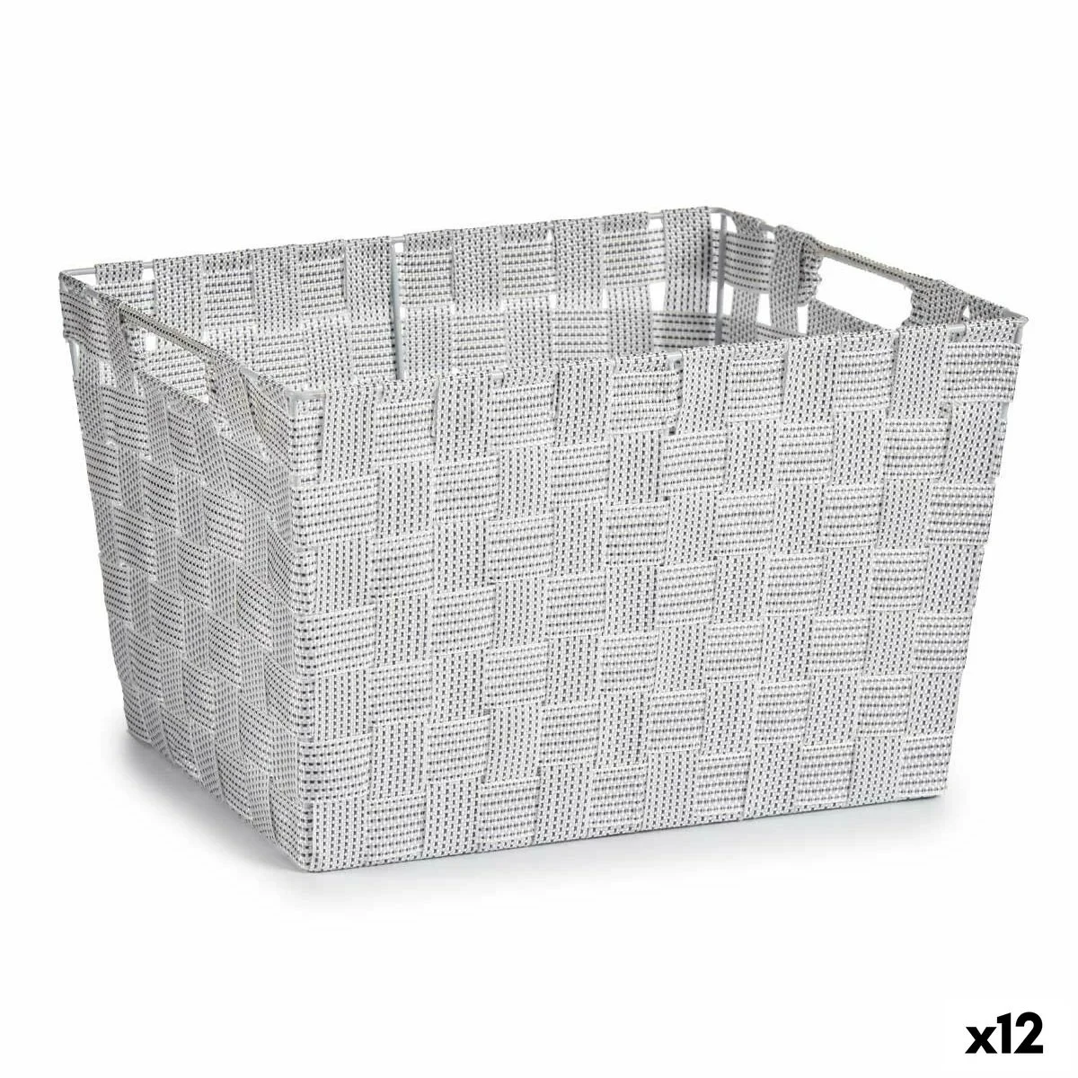 Cesto para la Ropa Kipit Blanco Poliéster Tela Trenzada 10 L 35 x 20 x 25 cm 25 x 20 x 35 cm (12 Unidades)