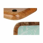 Centro de Mesa Gift Decor Blanco Marrón Verde Poliéster Resina Madera de mango 45 x 15 cm 15,2 x 2,54 x 45,7 cm Hoja de planta (