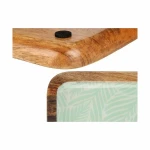 Centro de Mesa Gift Decor Blanco Marrón Verde Poliéster Resina Madera de mango 25 x 25 cm 25,4 x 2,54 x 25,4 cm Hoja de planta (