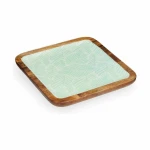 Centro de Mesa Gift Decor Blanco Marrón Verde Poliéster Resina Madera de mango 25 x 25 cm 25,4 x 2,54 x 25,4 cm Hoja de planta (