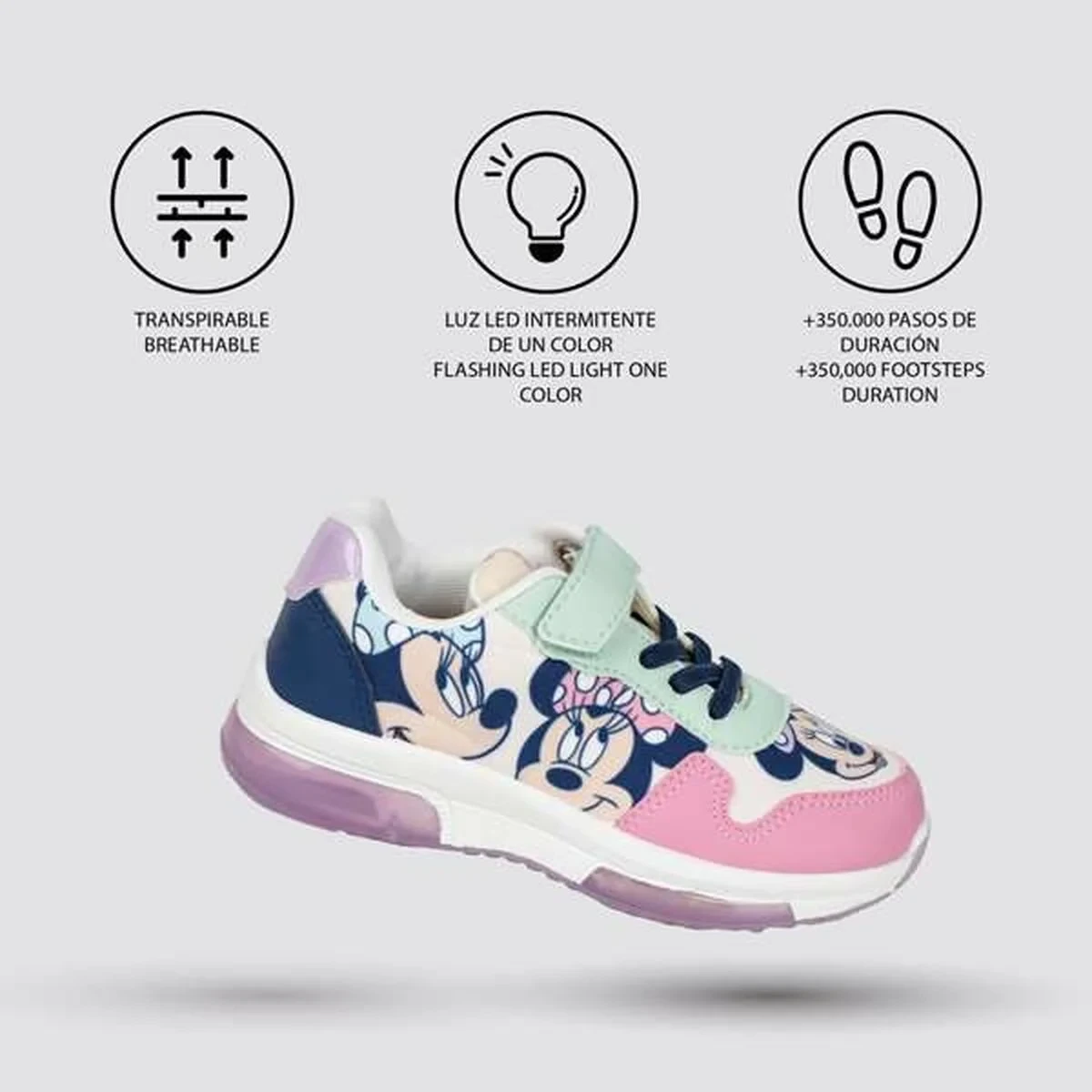 Zapatillas Deportivas con LED Minnie Mouse Rosa 29