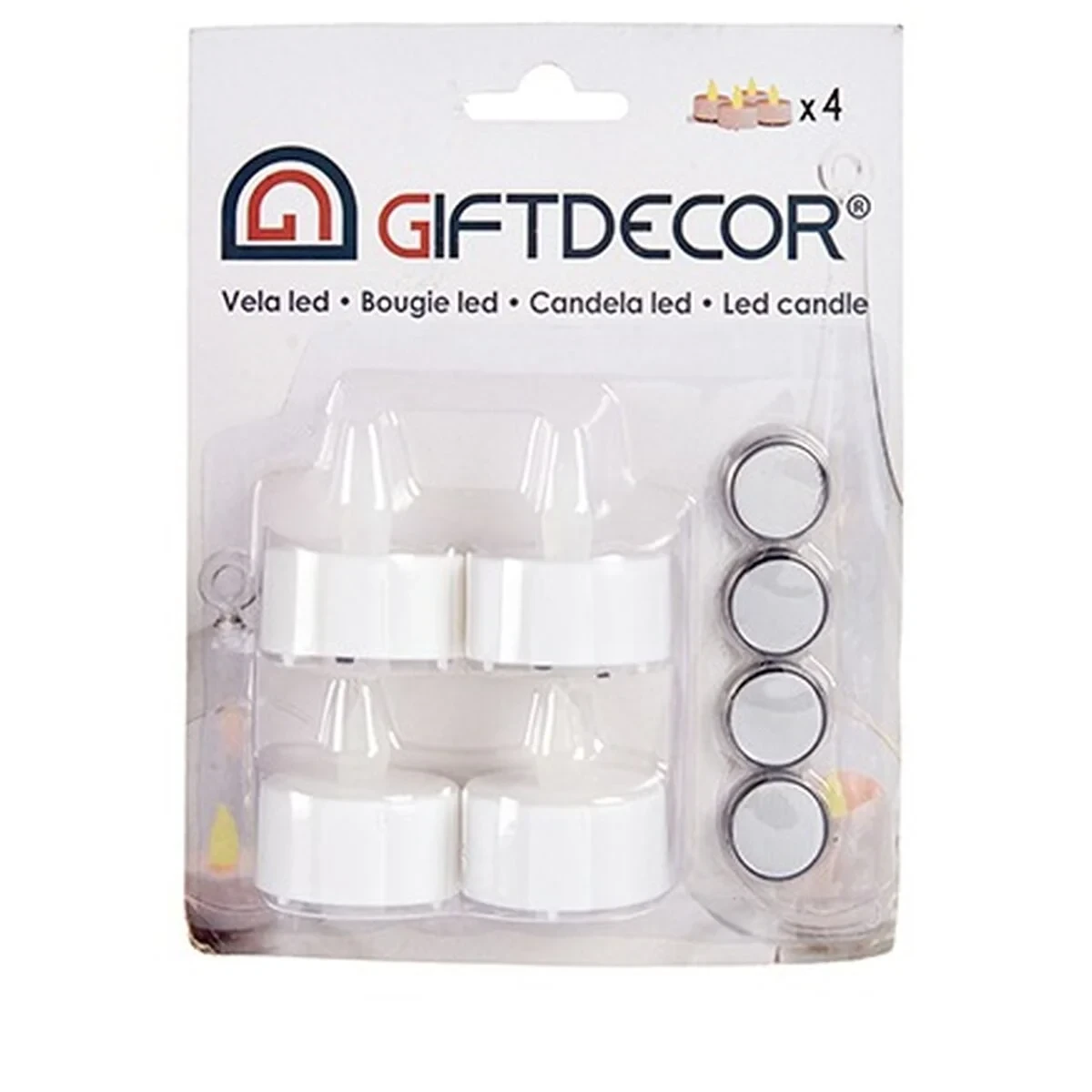 Set de Velas Gift Decor Blanco 4 x 4 x 3,7 cm 13,5 x 17 x 4 cm LED (12 Unidades)