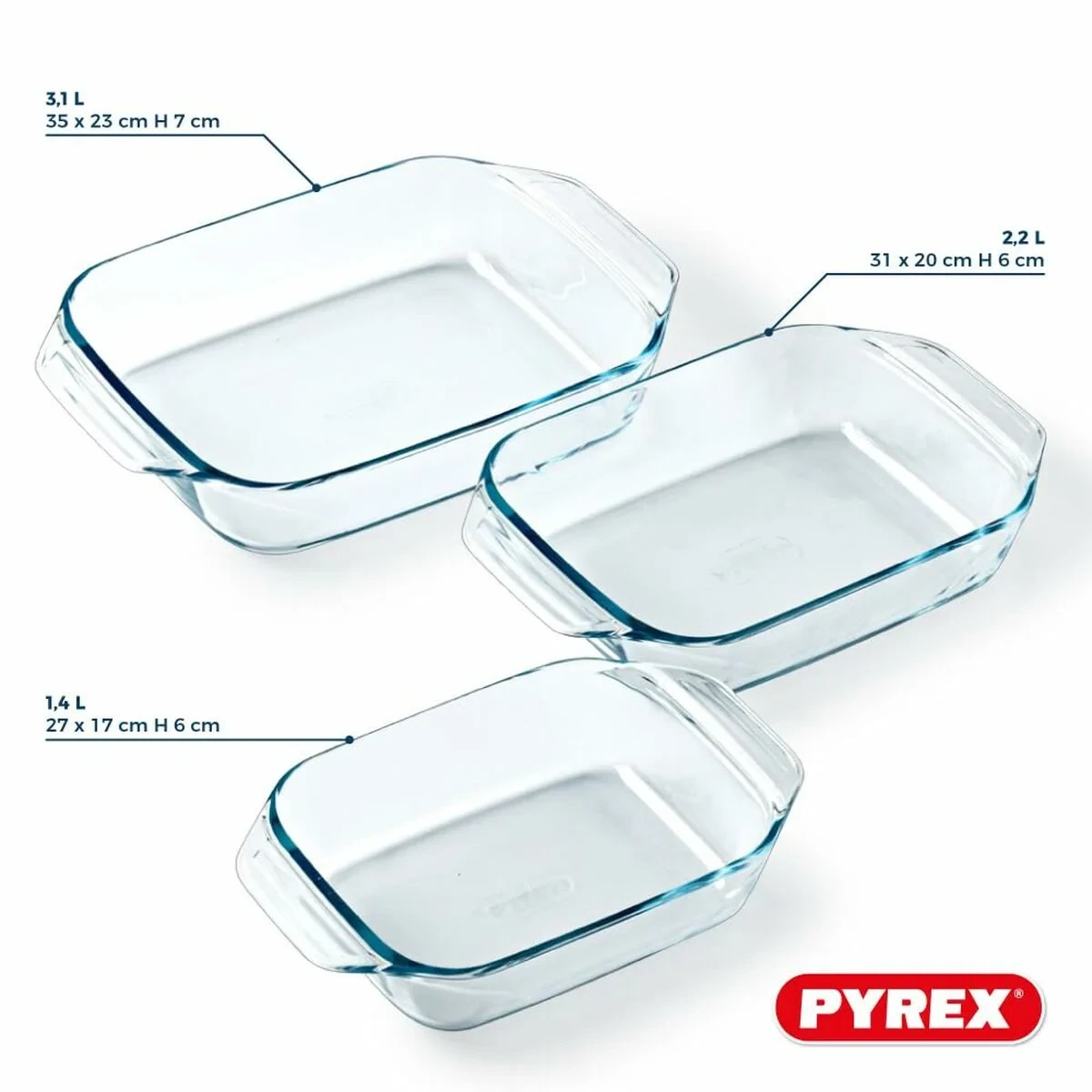 Set de Fuentes para Horno Pyrex Transparente 3 Piezas