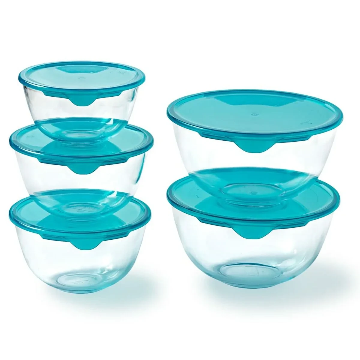 Set de Fiambreras Pyrex Transparente Turquesa 5 Piezas