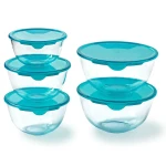 Set de Fiambreras Pyrex Transparente Turquesa 5 Piezas
