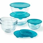 Set de Fiambreras Pyrex Transparente Turquesa 5 Piezas