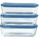 Set de Fiambreras Pyrex Azul Transparente 800 ml 3 Piezas