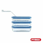 Set de Fiambreras Pyrex Azul Transparente 800 ml 3 Piezas