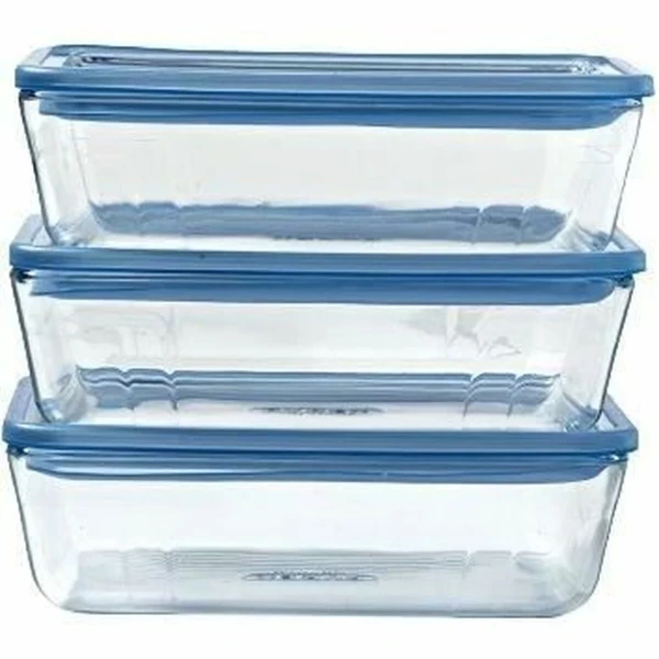 Set de Fiambreras Pyrex Azul Transparente 2,6 L 3 Piezas
