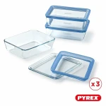 Set de Fiambreras Pyrex Azul Transparente 2,6 L 3 Piezas