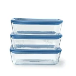 Set de Fiambreras Pyrex Azul Transparente 2,6 L 3 Piezas