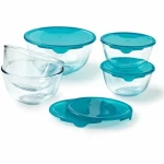 Set de Fiambreras Pyrex Transparente Turquesa 5 Piezas