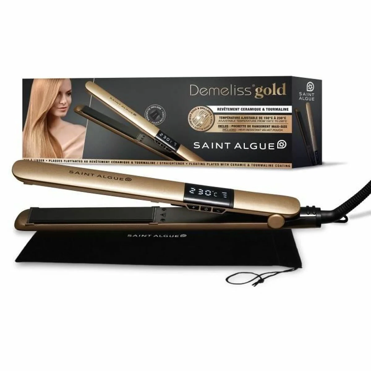 Plancha de Pelo Saint-Algue  Demeliss GOLD Negro Dorado