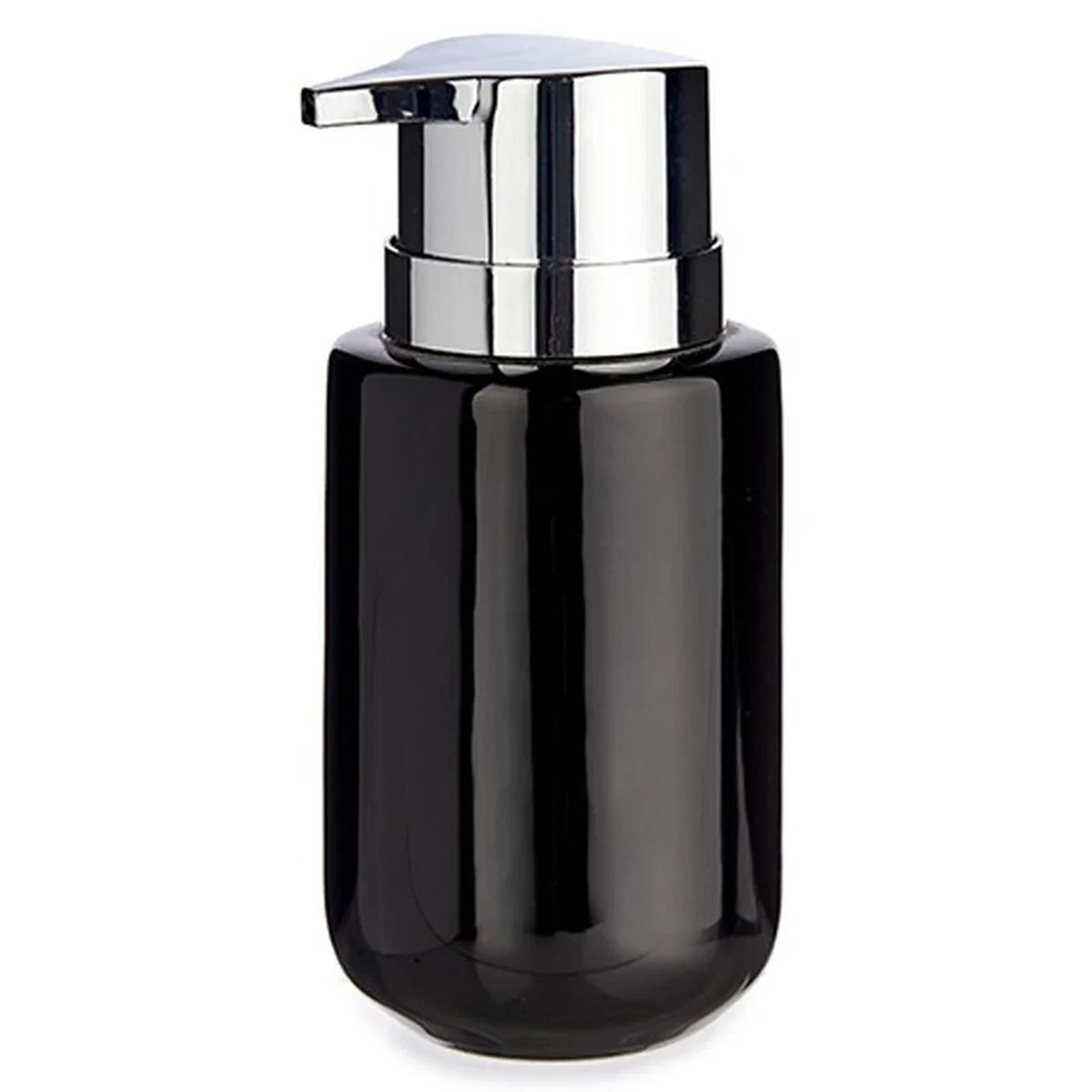 Dispensador de Jabón Berilo Negro Plateado Metal Cerámica 350 ml 7 x 14,5 x 8,5 cm (6 Unidades)