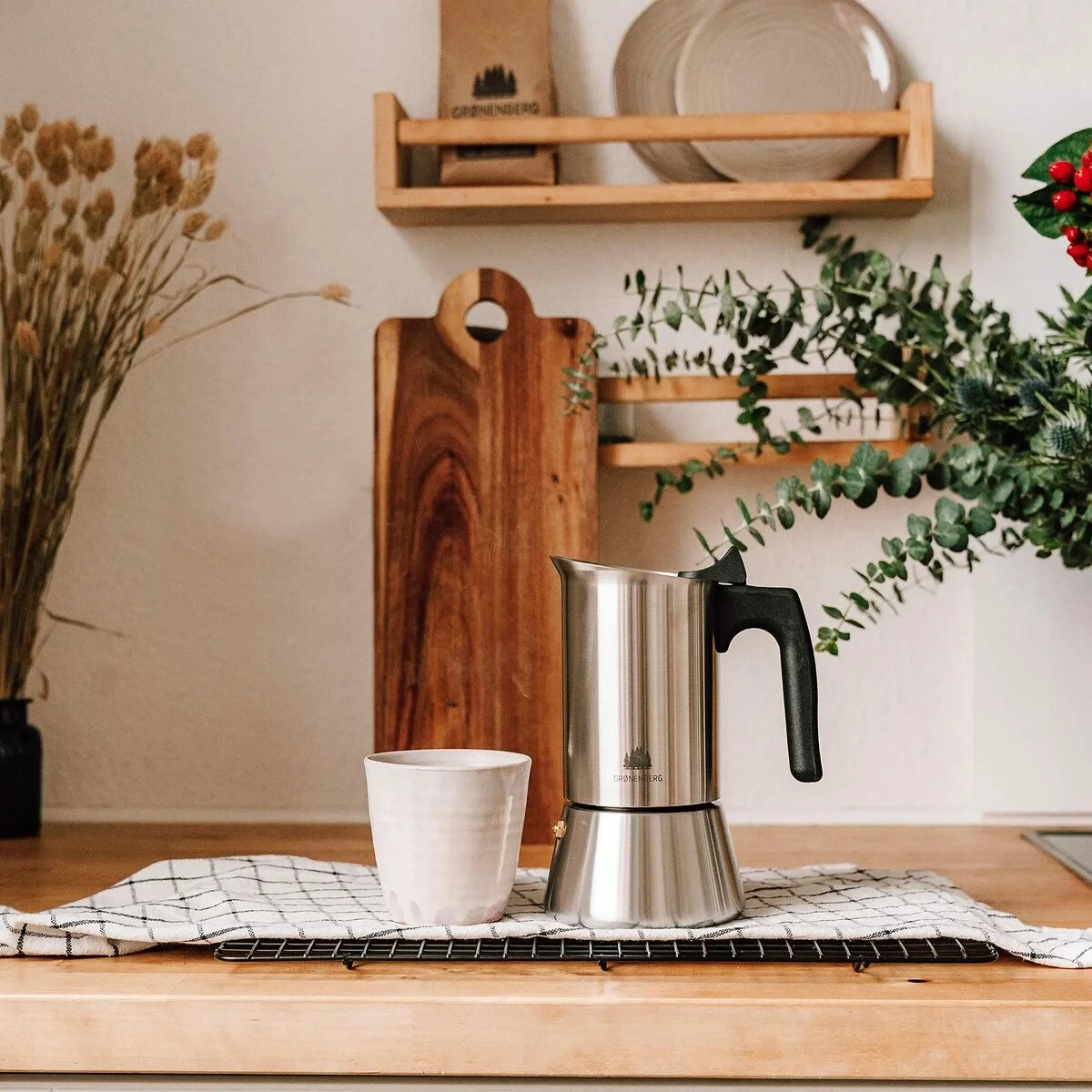 Cafetera Italiana Bialetti NEW VENUS Plateado Madera Acero Inoxidable