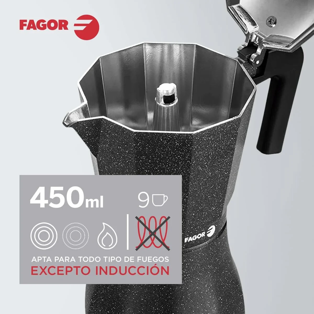 Cafetera Italiana Fagor TIRAMISU 9 Negro Aluminio