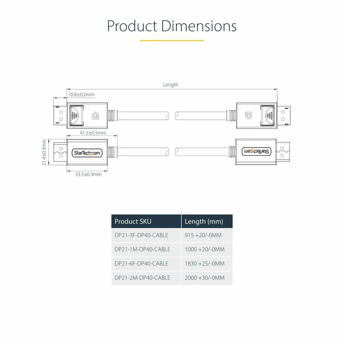 Cable USB Startech DP21-3M-DP40-CABLE Negro 3 m