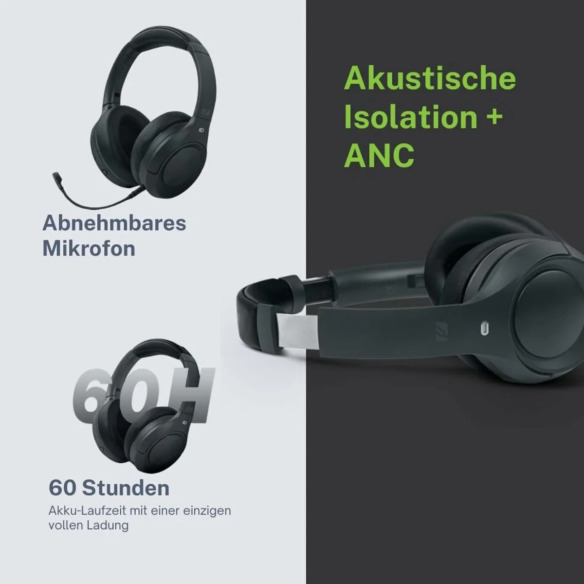 Auriculares con Micrófono Muse M295ANC Negro Gris
