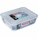 Recipiente Conservador de Alimentos Pyrex Blanco Negro Transparente Clear Rectangular