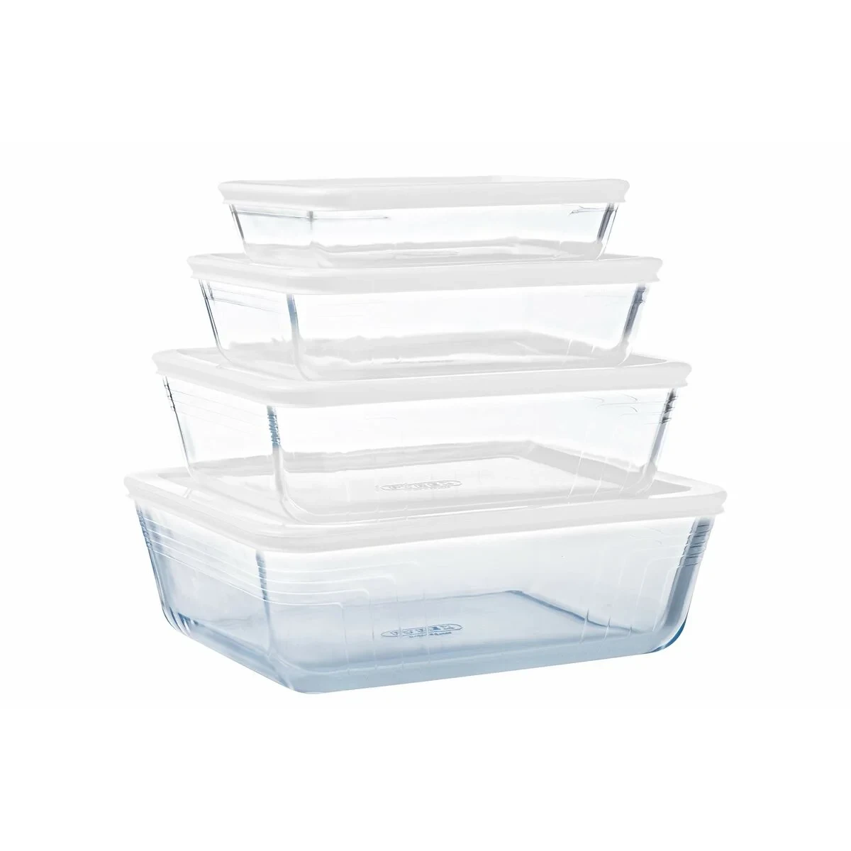 Recipiente Conservador de Alimentos Pyrex Blanco Negro Transparente Clear Rectangular