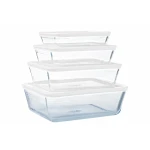 Recipiente Conservador de Alimentos Pyrex Blanco Negro Transparente Clear Rectangular