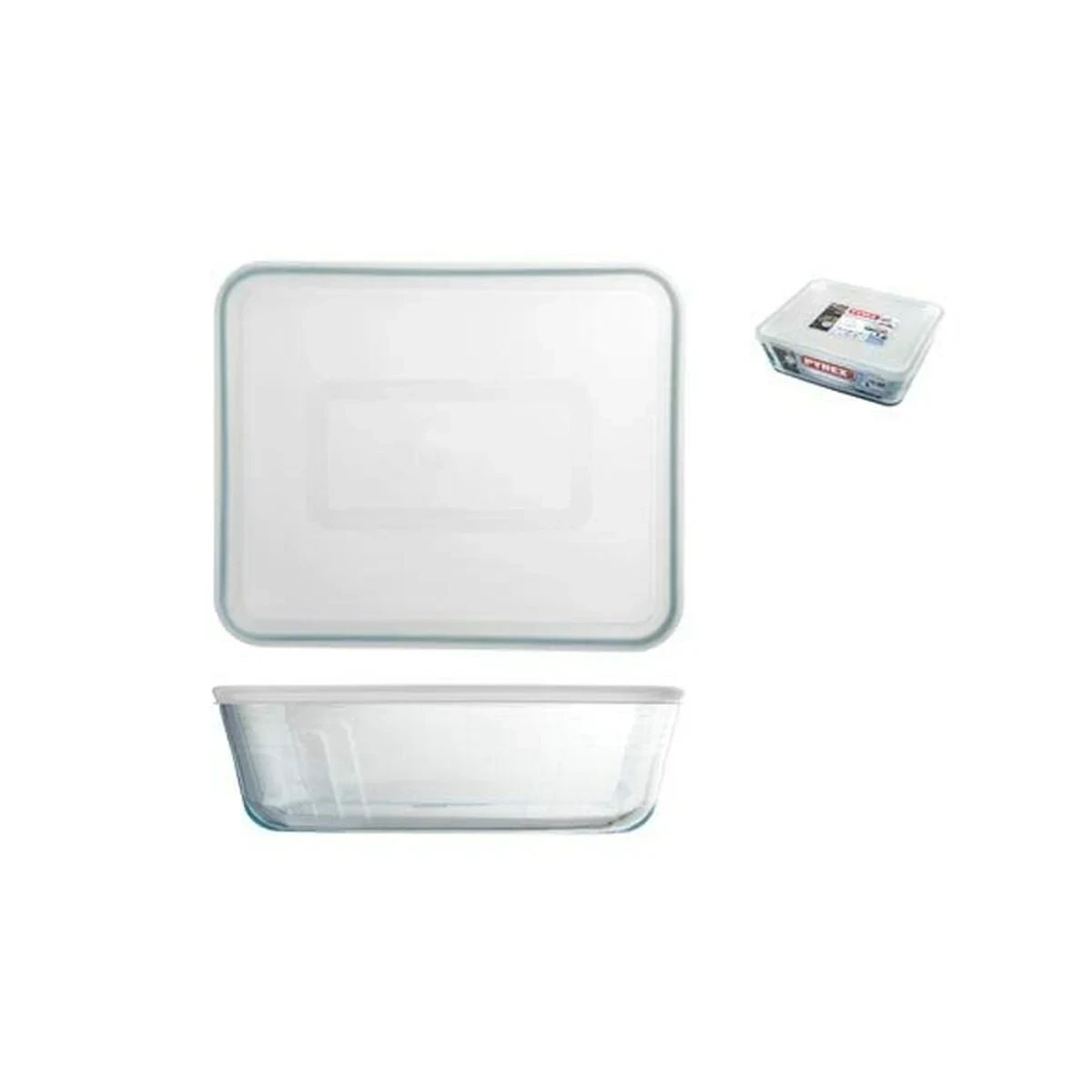 Recipiente Conservador de Alimentos Pyrex Blanco Negro Transparente Clear Rectangular